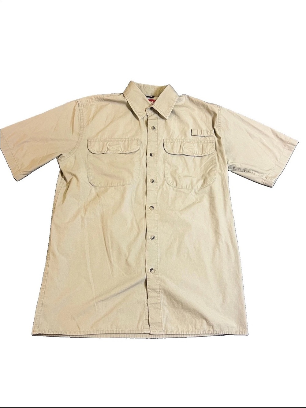 Wrangler Fishing Utility Shirt Tan M Button Down Gorpcore Techwear Basics Camp